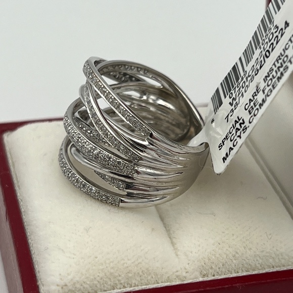 ❤️SOLD❤️ EFFY Diamond Crossover Statement Ring 3/4 ct. t.w.14K White Gold.Size 6 - Picture 5 of 17